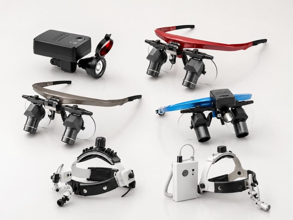 Range of dental loupes, loupe lights and headband lighting systems